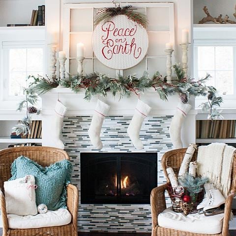 Peace on earth calming mantel display